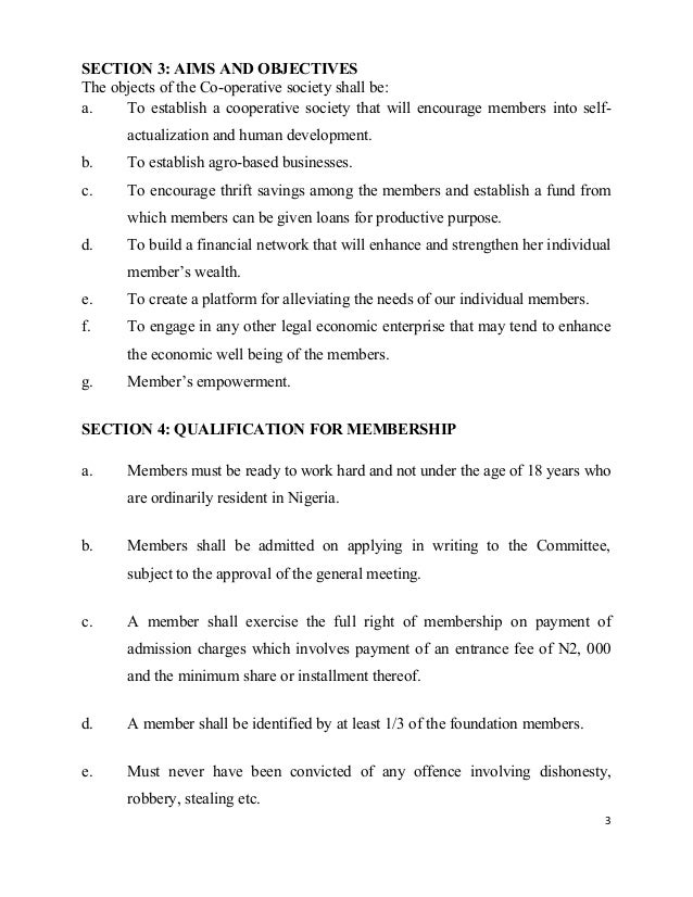 Constitution of cashville multi purpose cooperative society limited