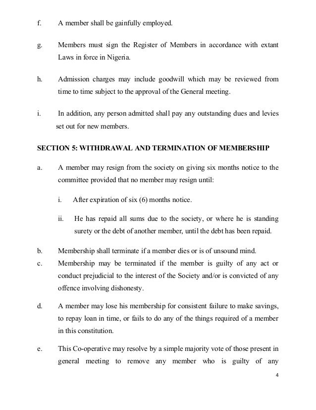 Constitution of cashville multi purpose cooperative society limited