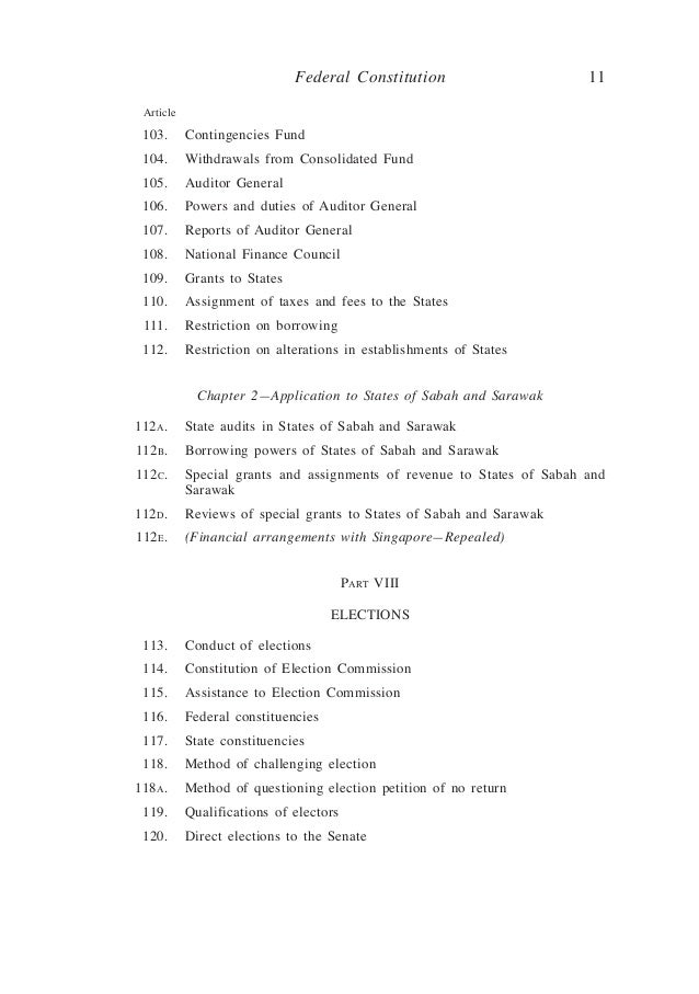 Full Text of the Constitution of Malaysia (2010 Reprint)