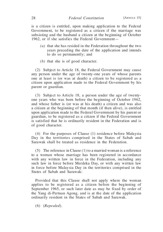 Full Text Of The Constitution Of Malaysia 2010 Reprint