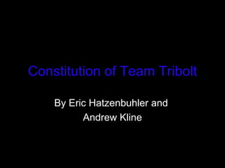 Constitution of Team Tribolt By Eric Hatzenbuhler and  Andrew Kline 