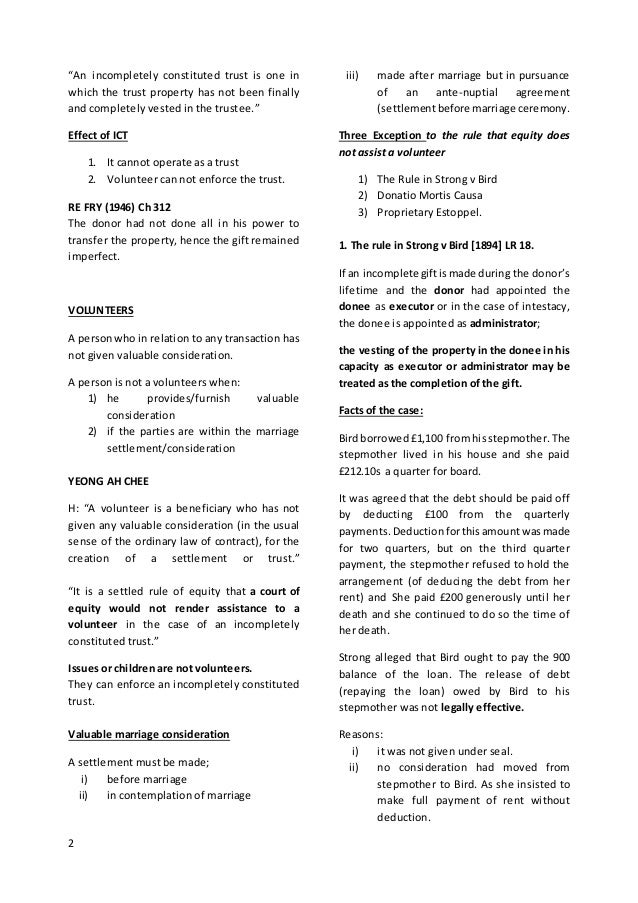 Law of Trust, Constitution of trust (short notes)