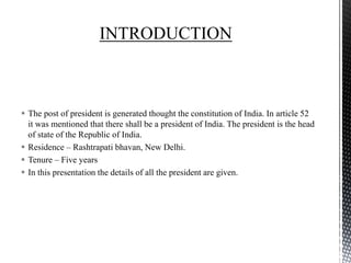 DETAILS OF PRESIDENTS OF INDIA | PPTX