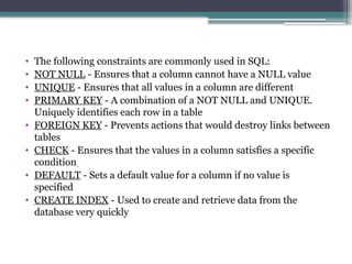 apply Integrity constraints on database table | PPTX