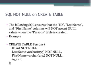 apply Integrity constraints on database table | PPTX