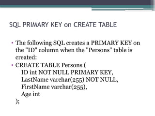 apply Integrity constraints on database table | PPTX