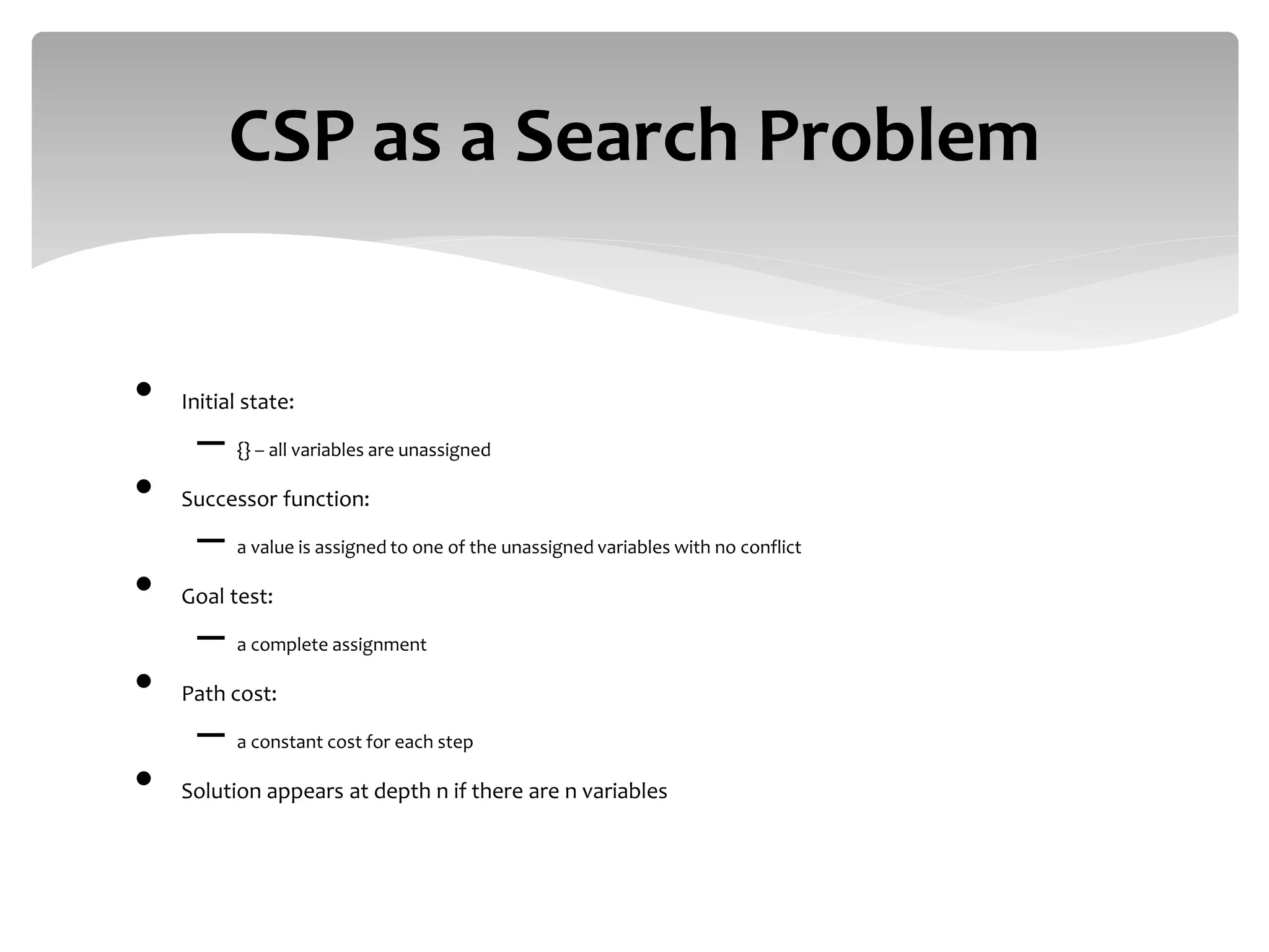 Constraint satisfaction problems csp ppt