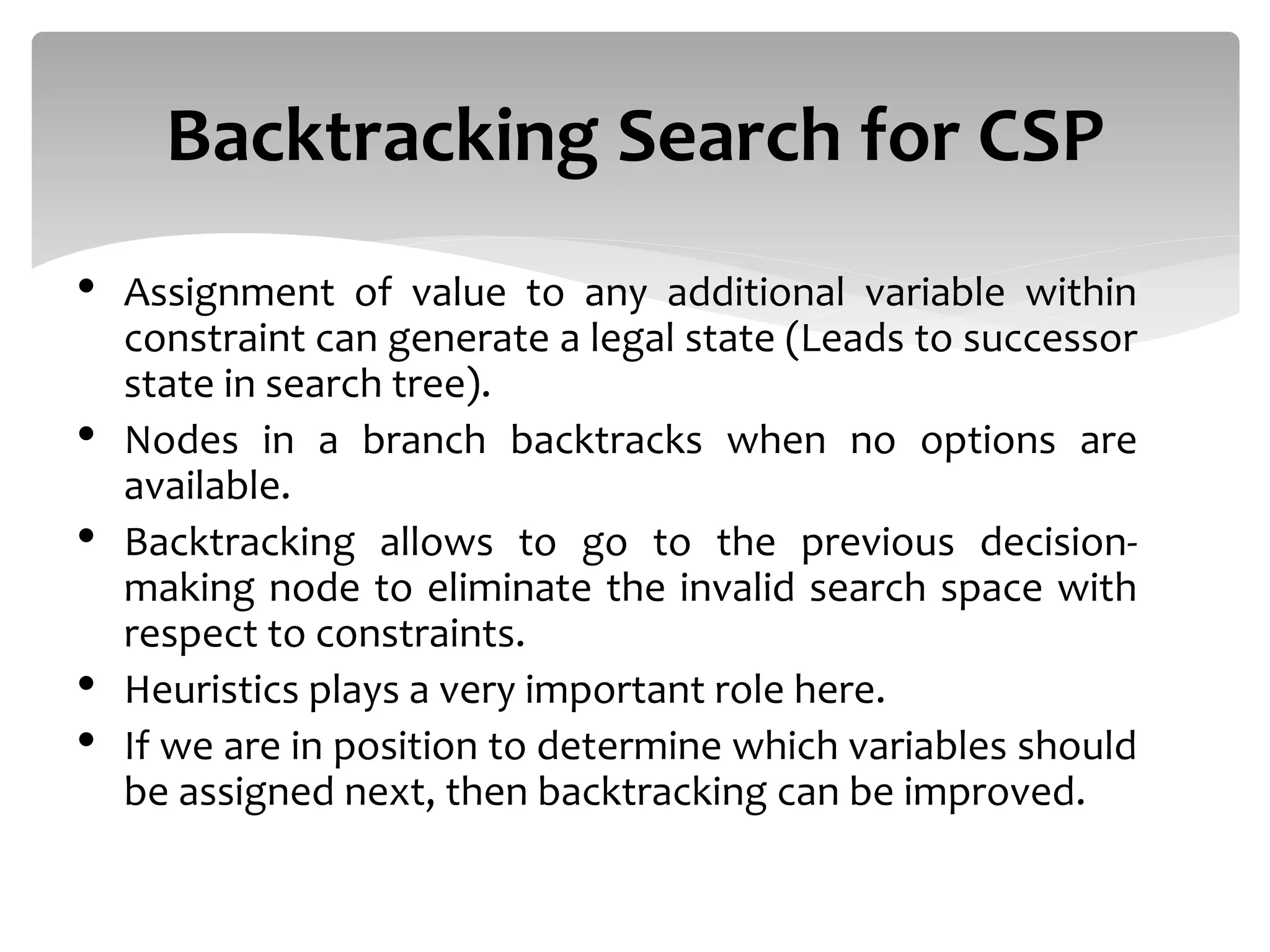 Constraint satisfaction problems csp ppt