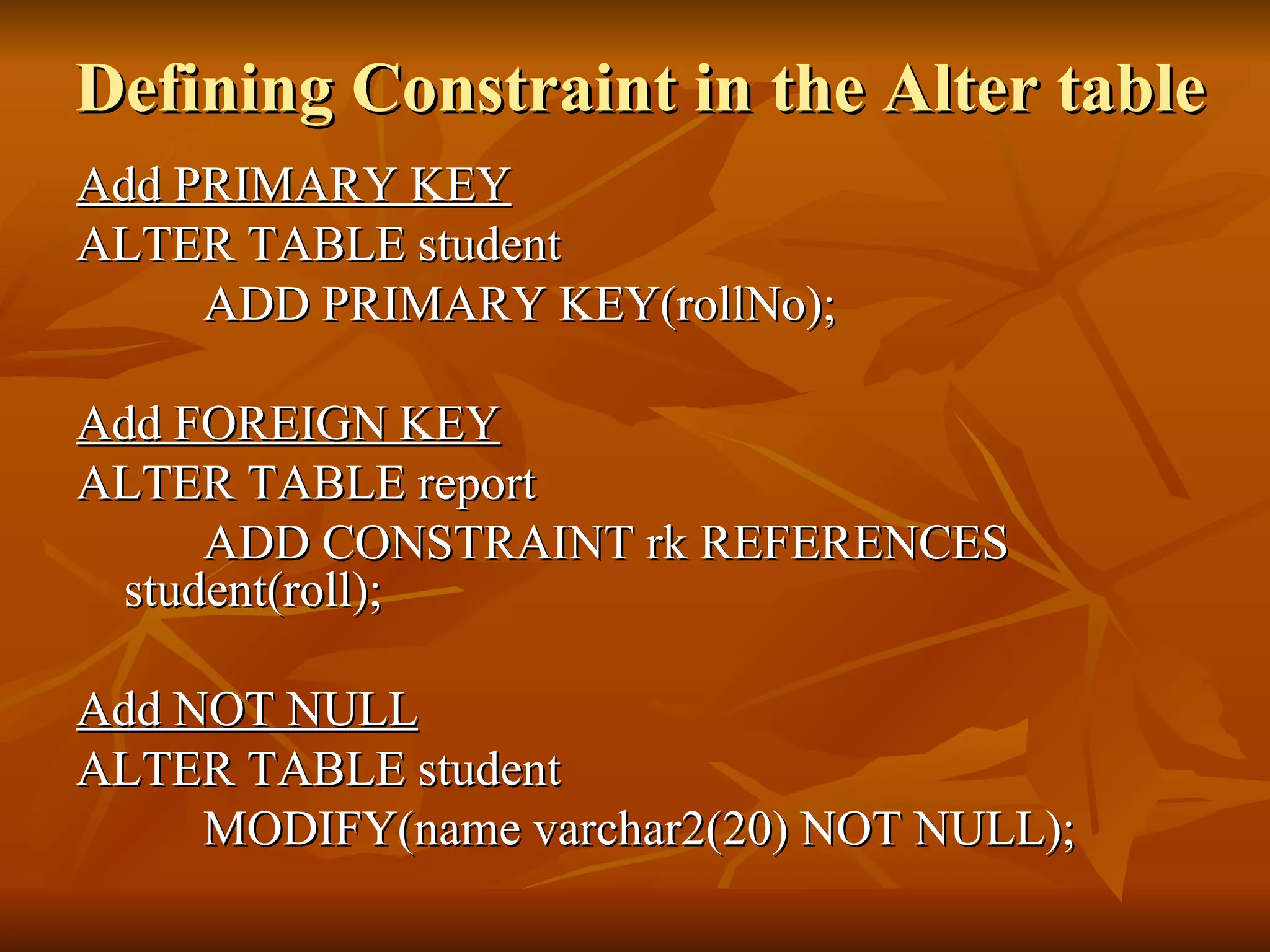 Constraints In Sql | PPT