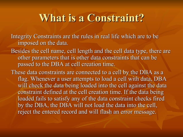Constraints In Sql | PPT