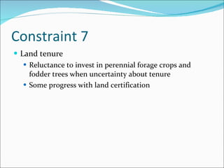 Constraints to supply of high quality feed to smallholder livestock producers in Ethiopia – some reflections