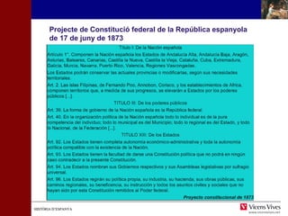 Projecte de Constitució federal de la República espanyola 
de 17 de juny de 1873 
HHIISSTTÒÒRRIIAA DD’’EESSPPAANNYYAA 
 