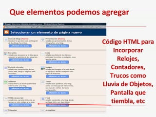 Que elementos podemos agregar Código HTML para Incorporar Relojes, Contadores, Trucos como Lluvia de Objetos, Pantalla que tiembla, etc 