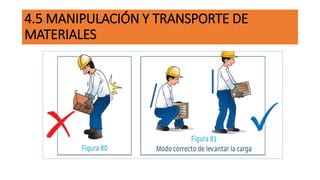 4.5 MANIPULACIÓN Y TRANSPORTE DE
MATERIALES
 