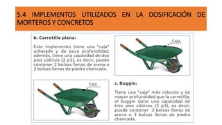 5.4 IMPLEMENTOS UTILIZADOS EN LA DOSIFICACIÓN DE
MORTEROS Y CONCRETOS
 