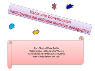 Por : Shirley Flórez Basilio
Presentado A: Adriana Silva Villareal
Materia: Teoría y Diseños Curriculares
    Fecha : septiembre del 2012
 