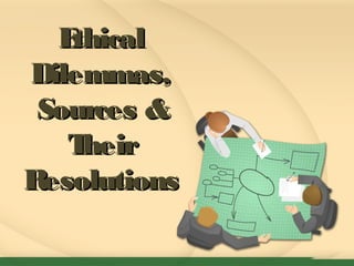 EthicalEthical
Dilemmas,Dilemmas,
Sources &Sources &
TheirTheir
ResolutionsResolutions
 