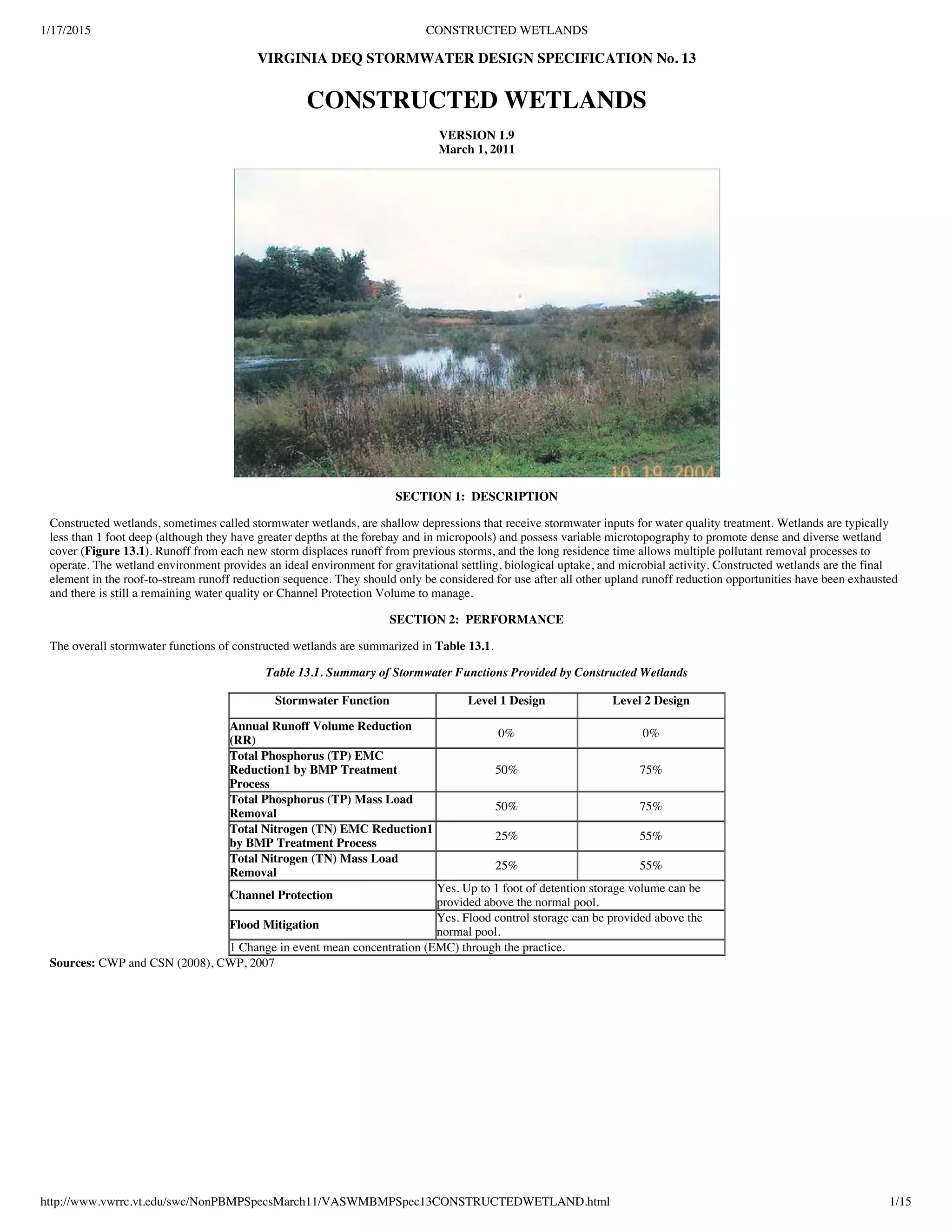 Virginia Constructed Wetlands Design Spec PDF