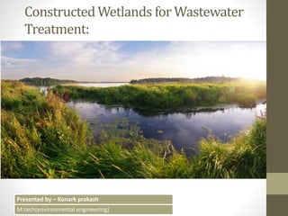 Constructed Wetlands for Wastewater
Treatment:
Presented by – Konark prakash
M.tech(environmental engineering)
 