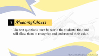 Fairness
6
− Student performance will be measured in a way that does
not give advantage to factors irrelevant to school le...