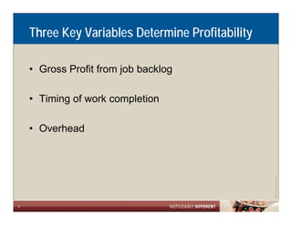 Three Key Variables Determine Profitability

    • Gross Profit from job backlog

    • Timing of work completion

    • Overhead




                                                              Allen LLP
                                                  ©2011 LarsonA
4
 