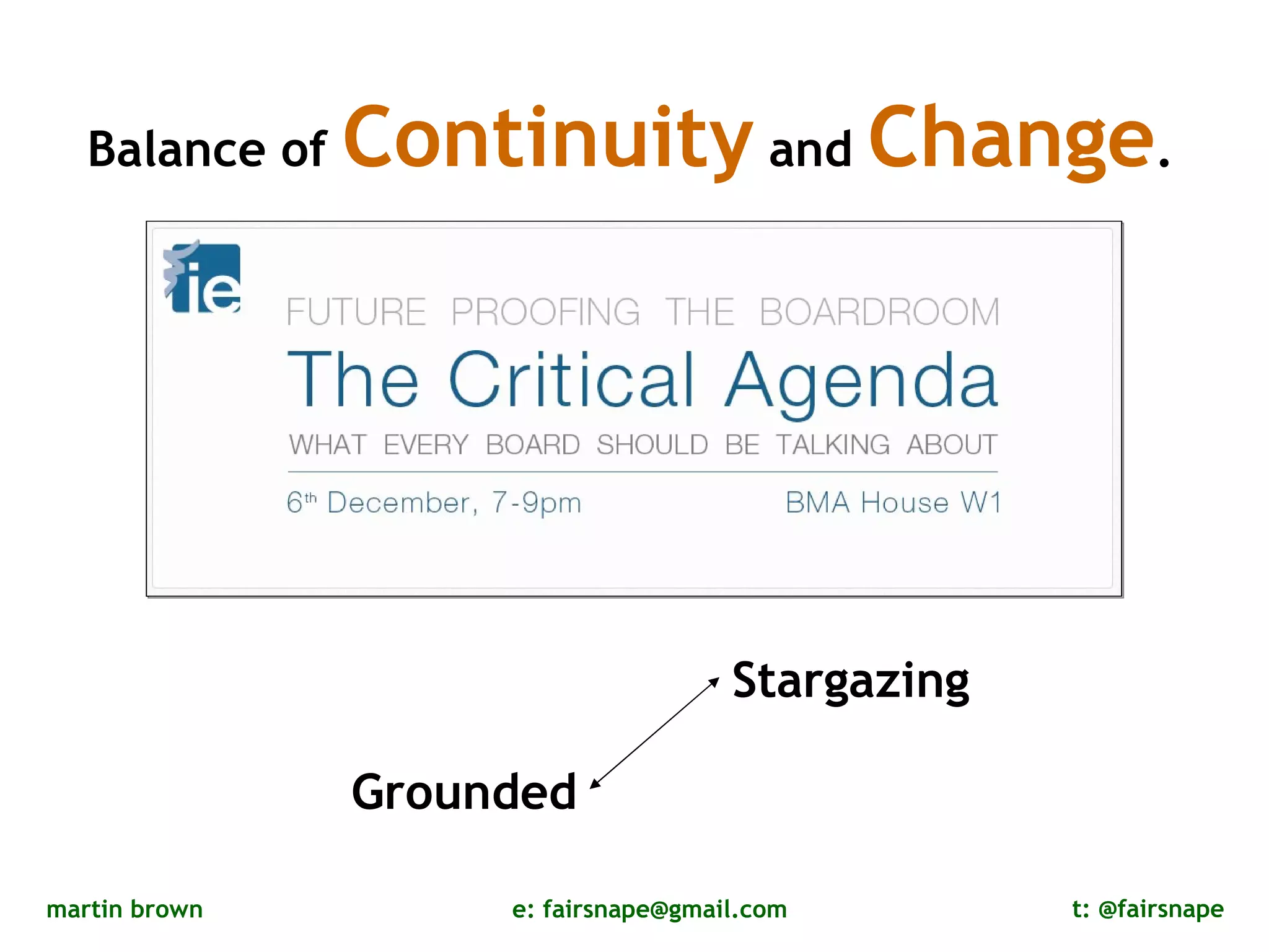 Stargazing Grounded Balance of  Continuity  and  Change . 