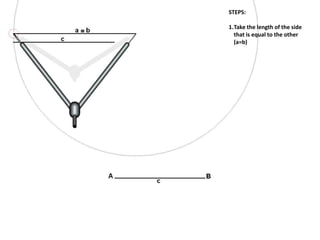 STEPS:
1.Take the length of the side
that is equal to the other
(a=b)
 