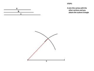 STEPS:
4.Join this vertex with the
other vertices and you
obtain the scalene triangle
 