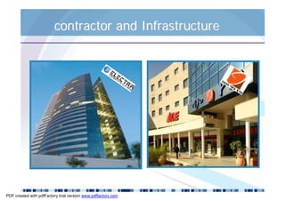 contractor and Infrastructure




PDF created with pdfFactory trial version www.pdffactory.com
 