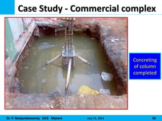 Dr. P. Nanjundaswamy SJCE Mysore July 15, 2015 50
Case Study - Commercial complex
Concreting
of column
completed
 