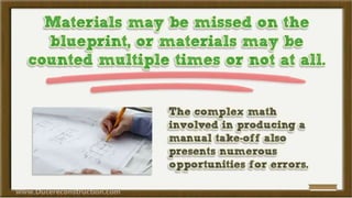 Construction takeoff-methods