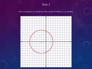 Step 2
Use a compass to construct this circle of radius 5, as shown.
 