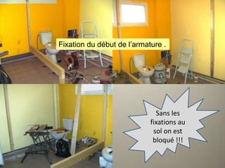 Fixation du début de l’armature .

Sans les
fixations au
sol on est
bloqué !!!

 