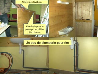 Arrière des lavabos .

Chanfrein pour le
passage des câbles
électriques .

Un peu de plomberie pour rire

 