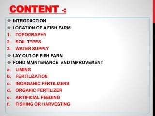 Construction and maintenance of a fish farm | PPTX