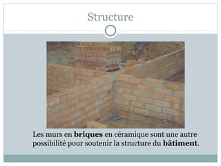Structure
Les murs en briques en céramique sont une autre
possibilité pour soutenir la structure du bâtiment.
 