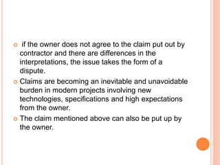 Construction claims, disputes and project closure | PPTX