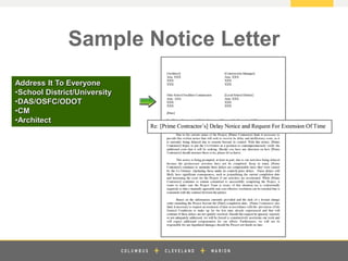 z
Address It To Everyone
•School District/University
•DAS/OSFC/ODOT
•CM
•Architect
Sample Notice Letter
 