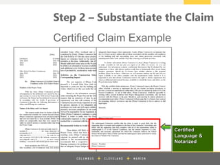 z
Certified
Language &
Notarized
Certified Claim Example
Step 2 – Substantiate the Claim
 