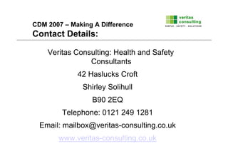 Construction Design And Management Regulations (Cdm2007) Presentation | PDF