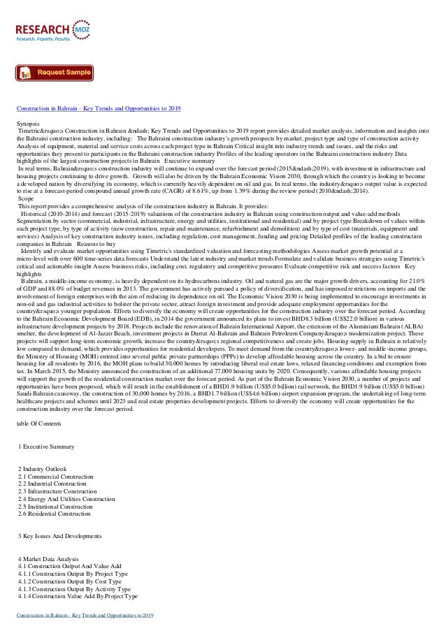 Construction in Bahrain Key Trends and Opportunities to 2019