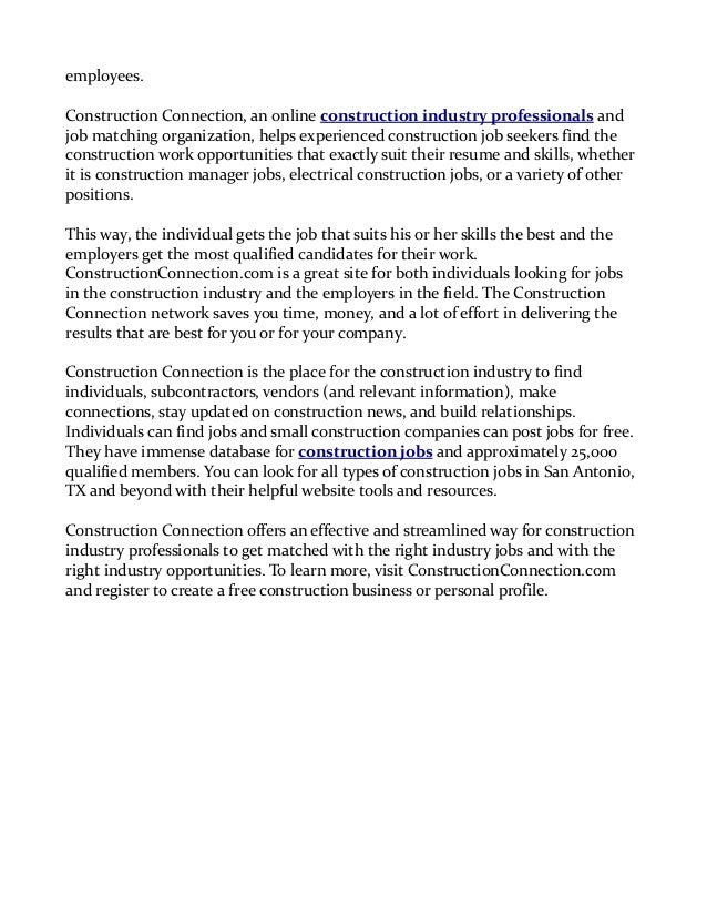 Construction industry jobs