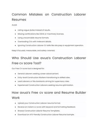 Construction Laborer Resume Examples & Writing Guide for 2025 | PDF
