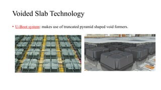 Voided Slab Technology
• U-Boot system: makes use of truncated pyramid shaped void formers.
 