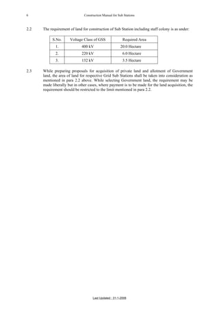 Comprehensive Construction Manual for Electrical Sub Stations by RVPN | PDF