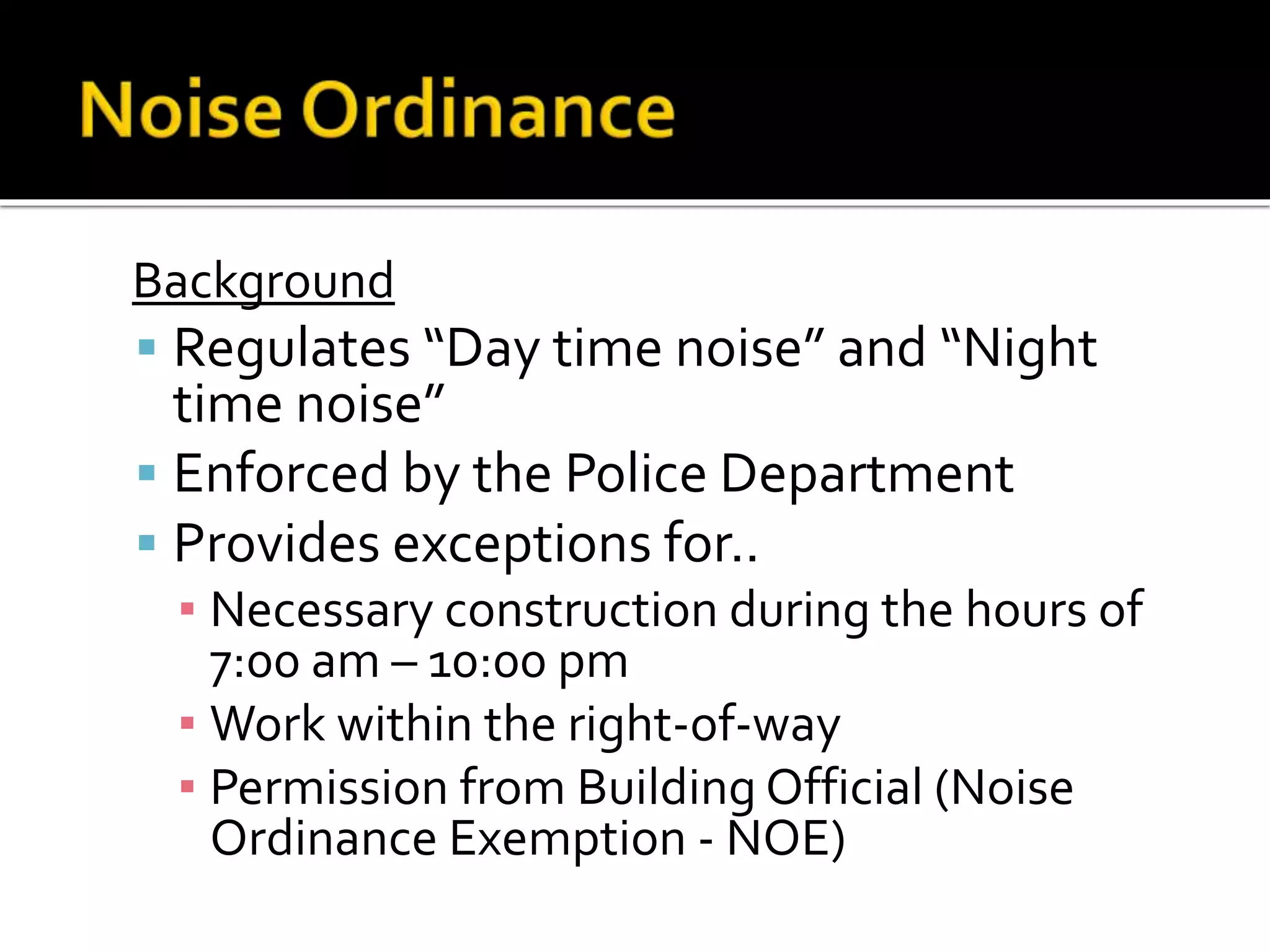 Construction Noise Ordinance PPT