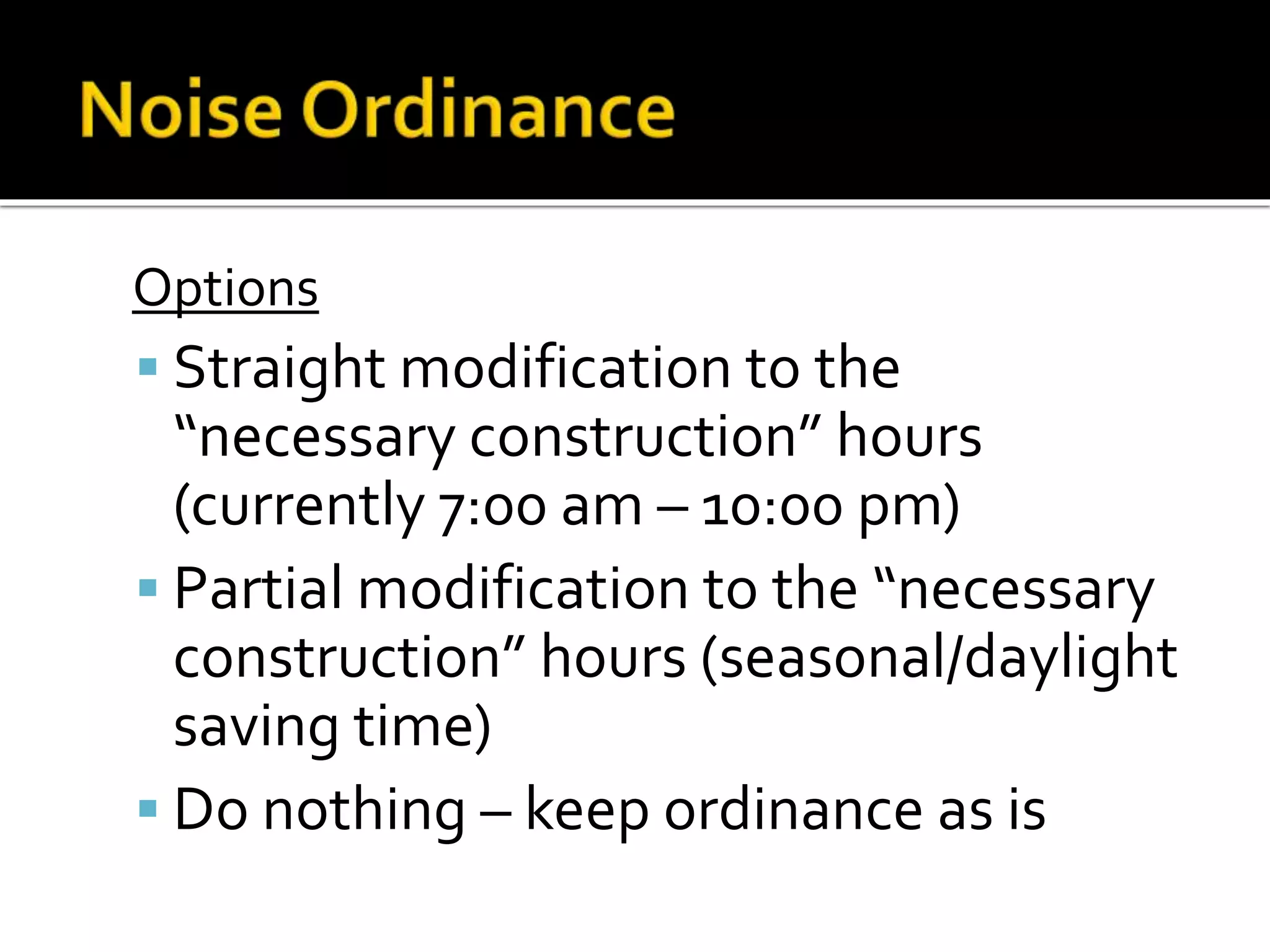 Construction Noise Ordinance PPT