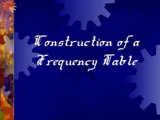 Construction of a
Frequency Table
 