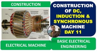 ELECTRICAL MACHINE
BASIC ELECTRICAL
ENGINEERING
CONSTRUCTION CONSTRUCTION
OF DC,
INDUCTION &
SYNCHRONOUS
MACHINE
DAY 11
 
