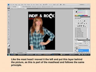 Like the mast head I moved it the left and put this layer behind the picture, as this is part of the masthead and follows the same principle. 